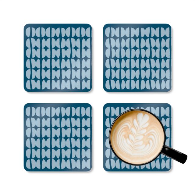 Cowrie Collection coaster set in sea and sky
